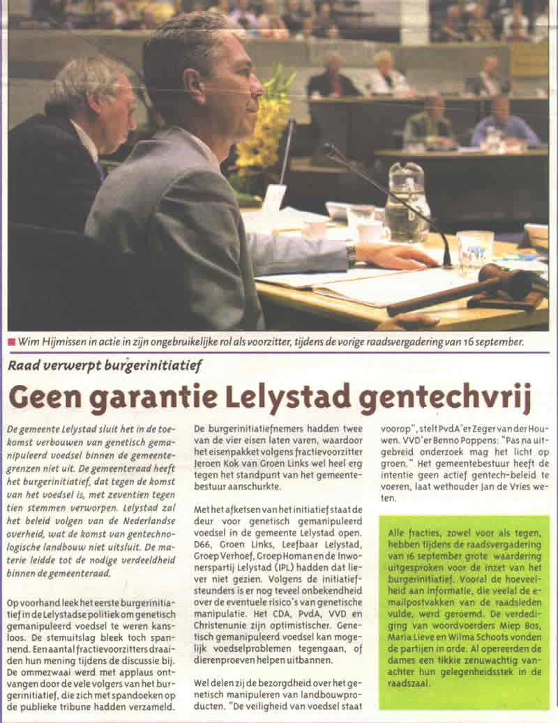 Geen garantie Lelystad Gentechvrij