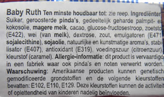 Jumbo Baby Ruth verkeerd GMO, GGO, gentech etiket