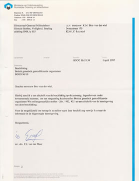 Zienswijze bezwaren 1997 bevestiging VROM