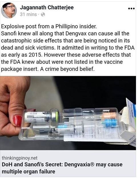 In de Filipijnen is een gentech vaccin toegediend waarvan men wist dat het schadelijk was.