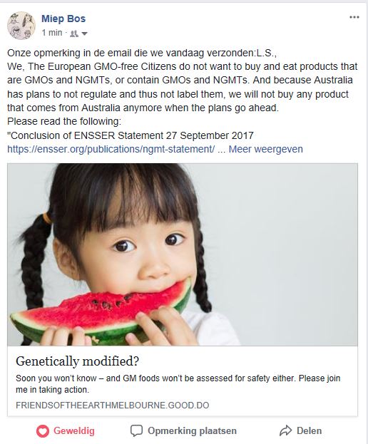 Australië niet labelen nieuwe gentechnieken
