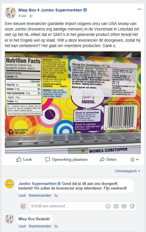 Jumbo weer een foutief gelabeld product detail commentaar 2