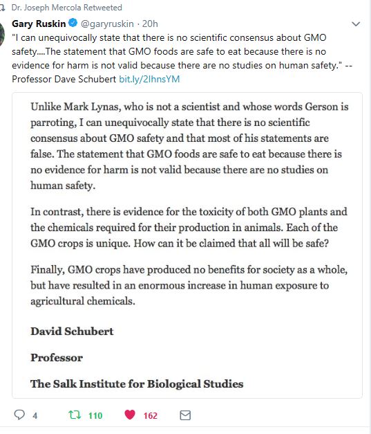 GMO geen bewijs niet schadelijk prof Schubert