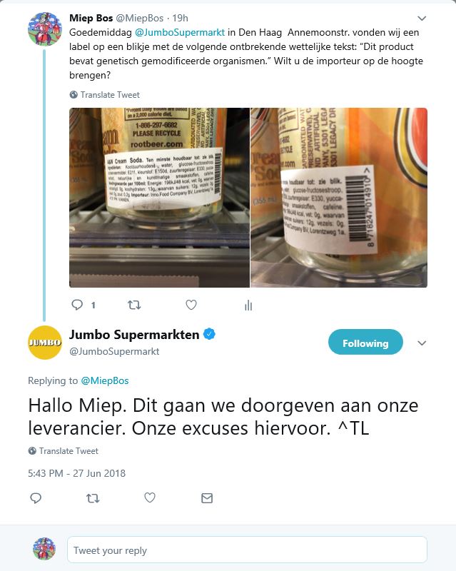 Jumbo foutieve labels AA drink 27-06-18