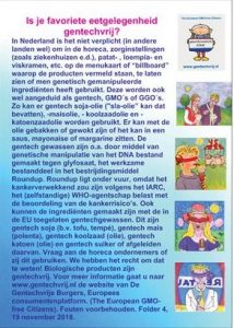 Folder Horeca van de Gentechvrije Burgers over GMO´s 19-11-18